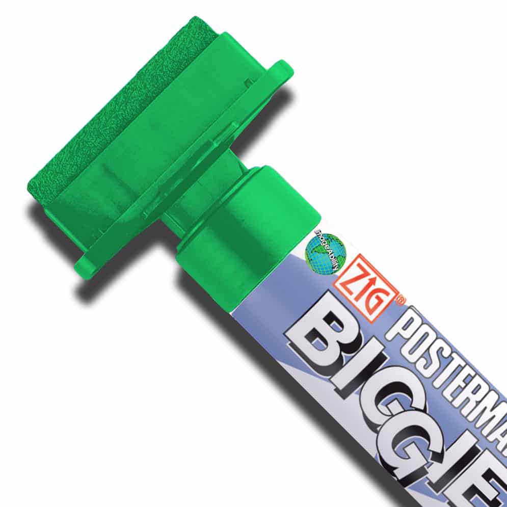 waterproof free p&p.. large 50mm tip Green zig posterman biggie 50
