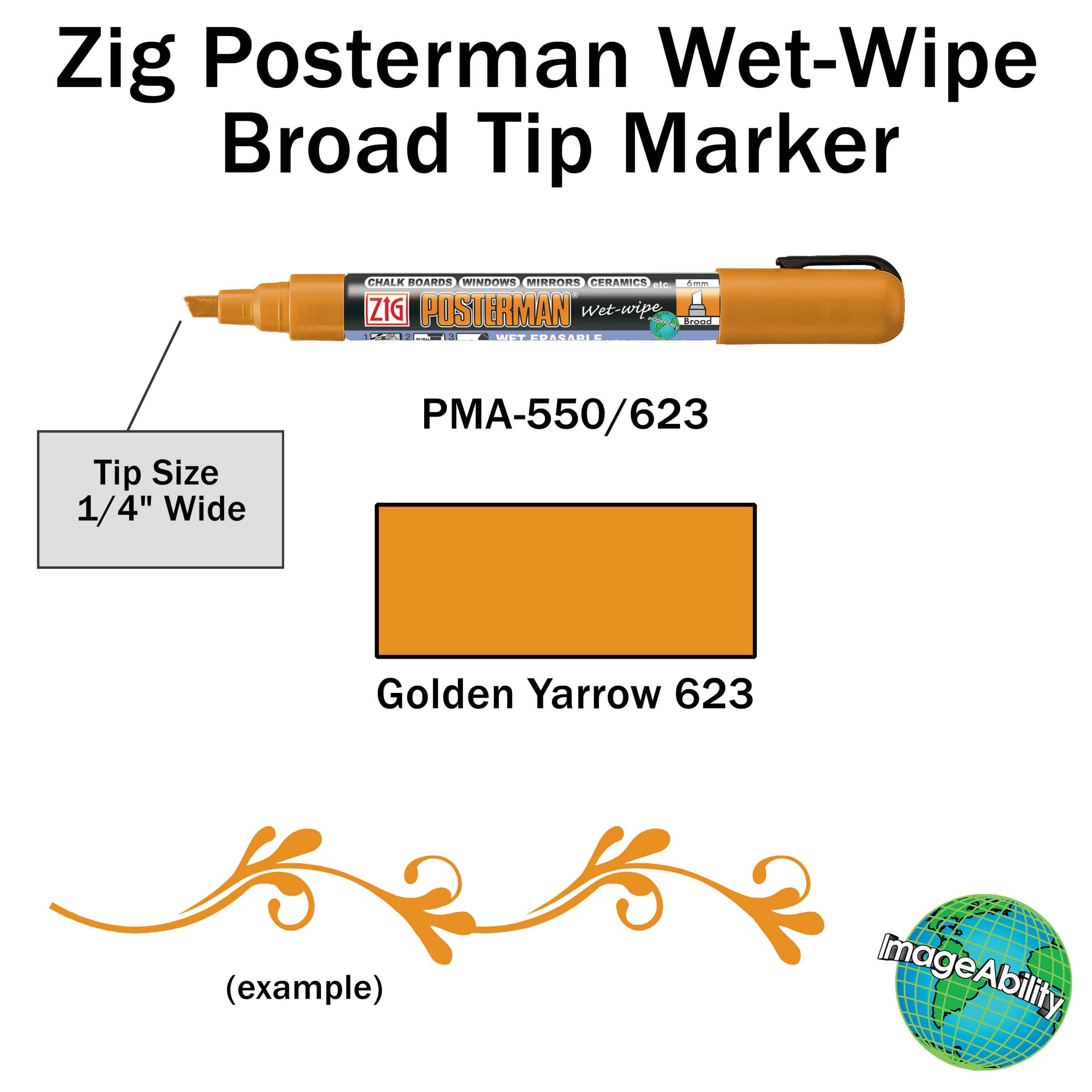 Golden Yarrow Wet-Wipe Broad Chisel 6mm Tip Marker Details Details about Zig Posterman Golden Yarrow Wet-Wipe Broad Chisel 6mm Tip Marker SKU PMA-550-623 UPC 847340000600