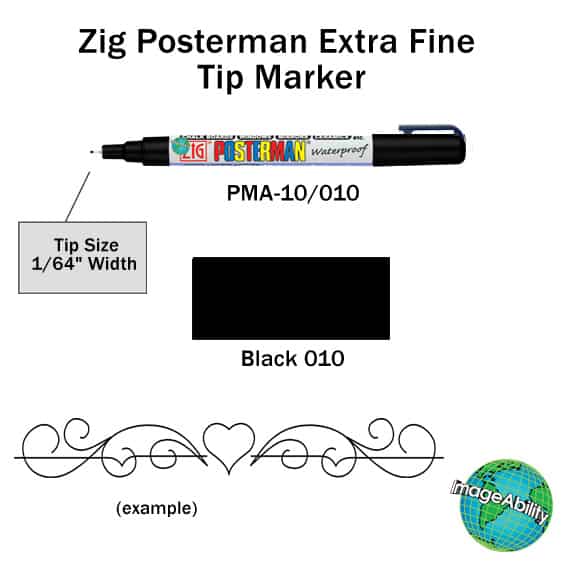 Black Waterproof Extra Fine 0.5mm Tip Marker Details