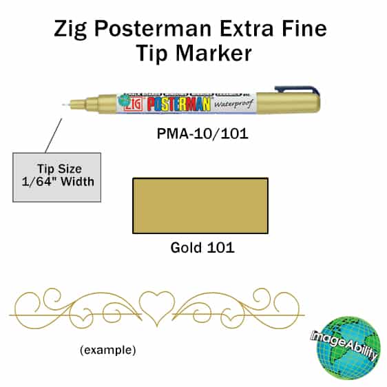 Details about Zig Posterman Gold Waterproof Extra Fine 0.5mm Tip Marker SKU PMA-10-101 UPC 847340028291