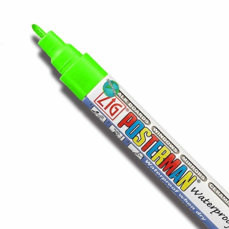 Zig Posterman Fluorescent Green Waterproof Fine 1mm Tip Marker SKU PMA-20-113 UPC 847340001027