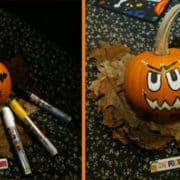 Two Fun Halloween Paint Marker Pumpkins made using Zig Posterman Markers