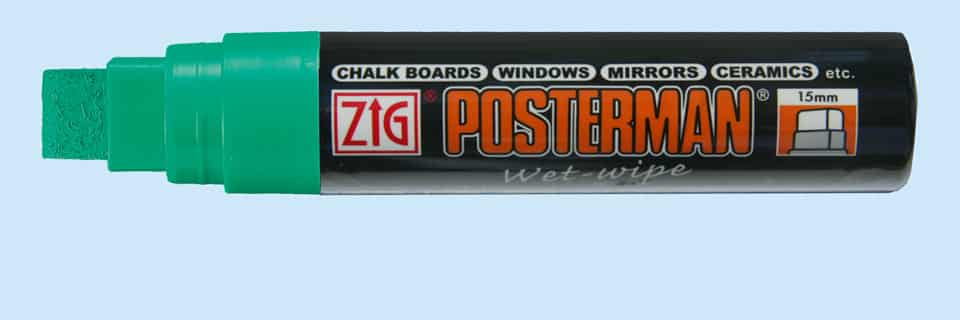 Zig Posterman Green Wet-Wipe Big and Broad 15mm Tip Marker SKU PMA-770-040 UPC 847340000723
