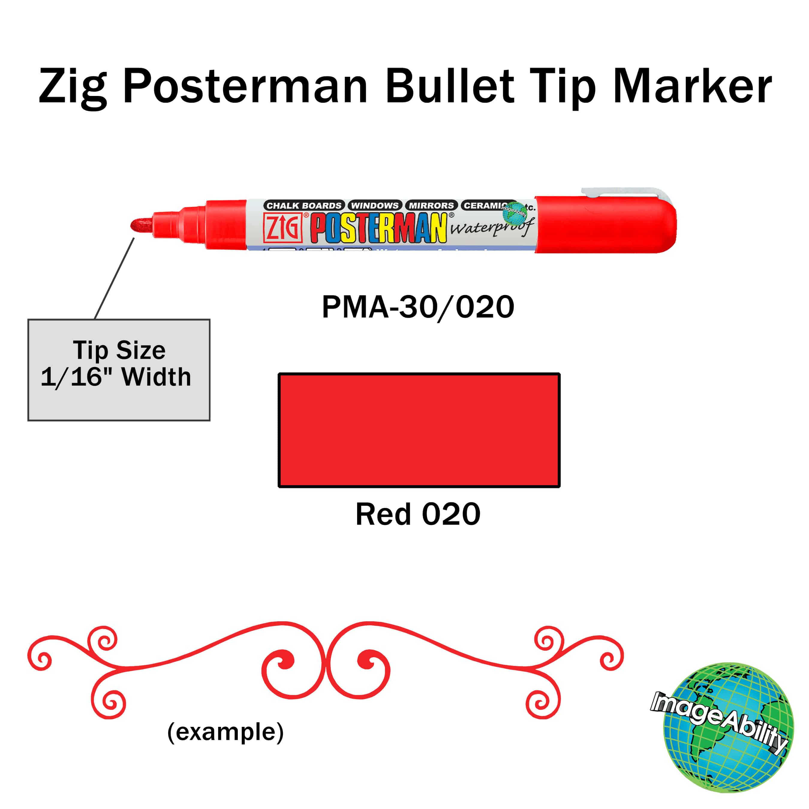 Red Waterproof Medium Bullet 2mm Tip Marker Details Details about Zig Posterman Red Waterproof Medium Bullet 2mm Tip Marker SKU PMA-30-020 UPC 847340001140