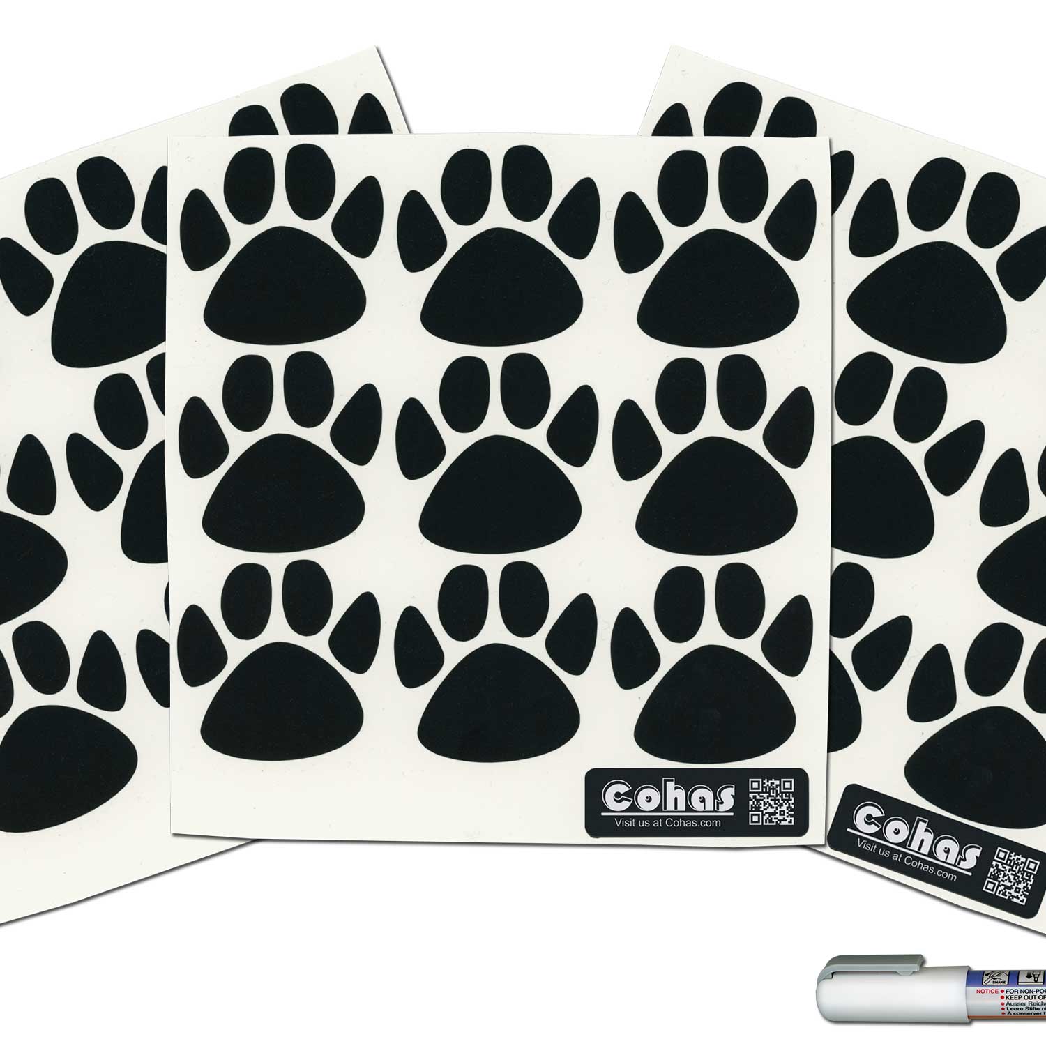 Cohas Small Paw prints with a 1mm white marker