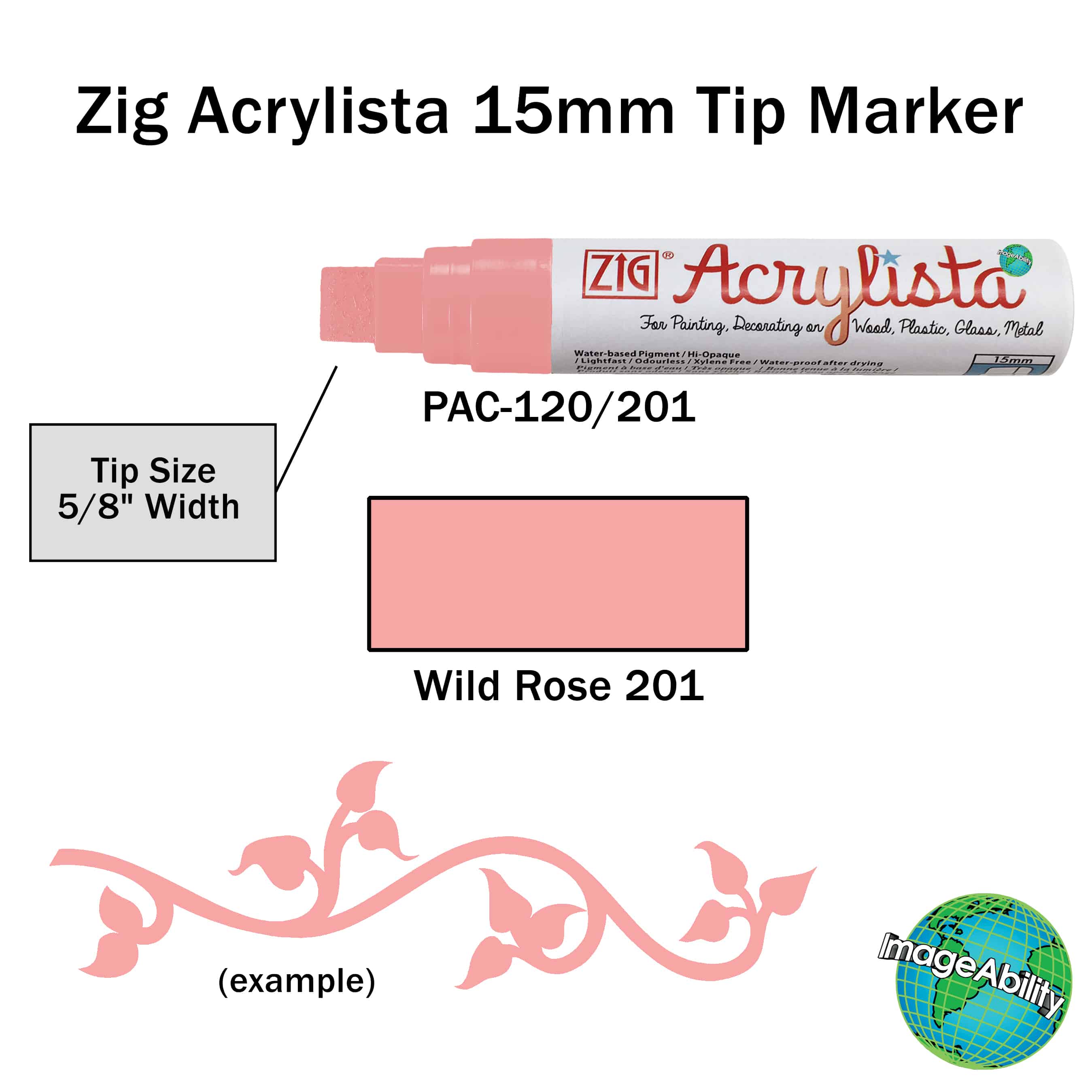 Details about Wild Rose Waterproof Big and Broad 15mm Tip Acrylista Markers SKU PAC-120/201