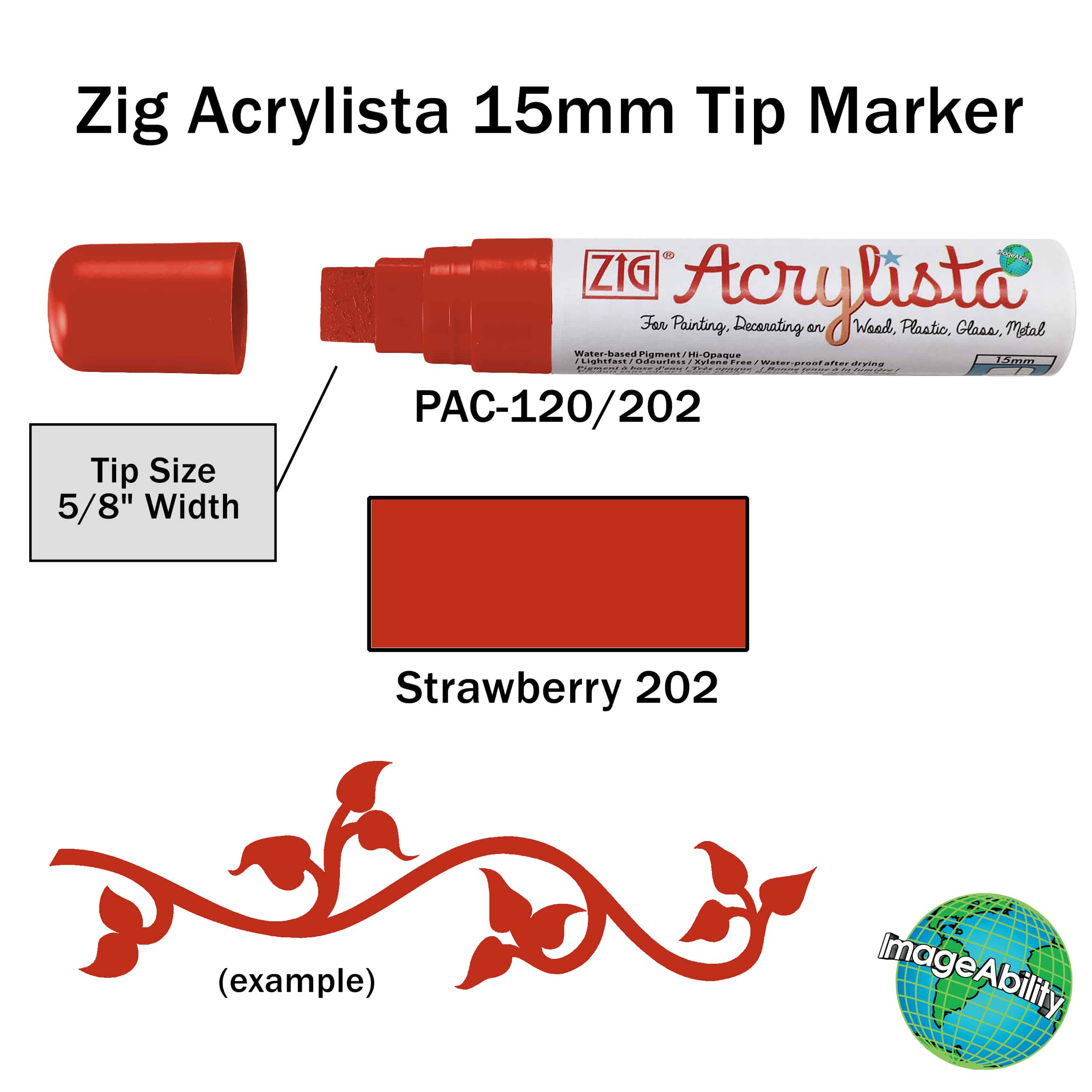 Details about Strawberry Waterproof Big and Broad 15mm Tip Acrylista Markers SKU PAC-120/202