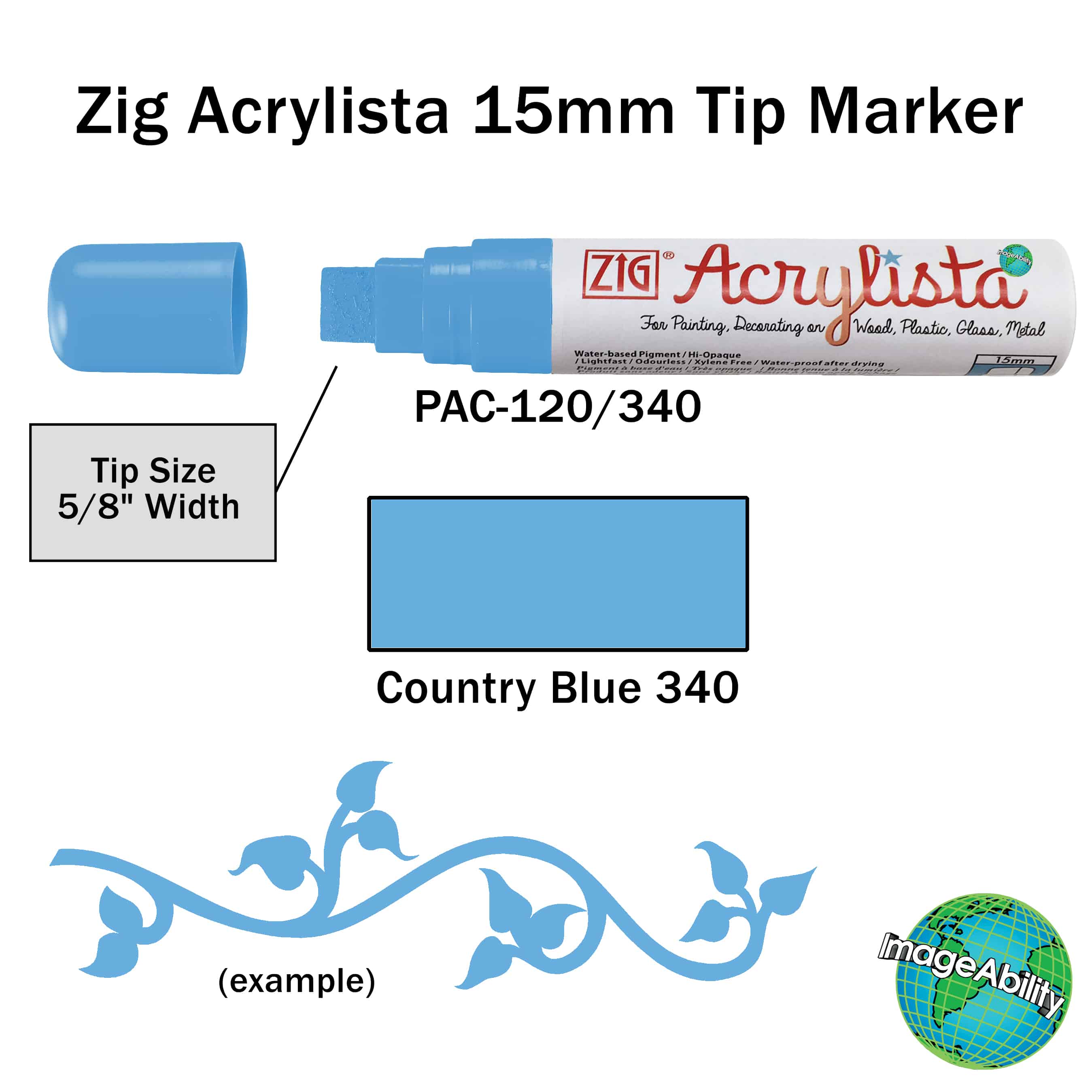 Details about Country Blue Waterproof Big and Broad 15mm Tip Acrylista Markers SKU PAC-120/340