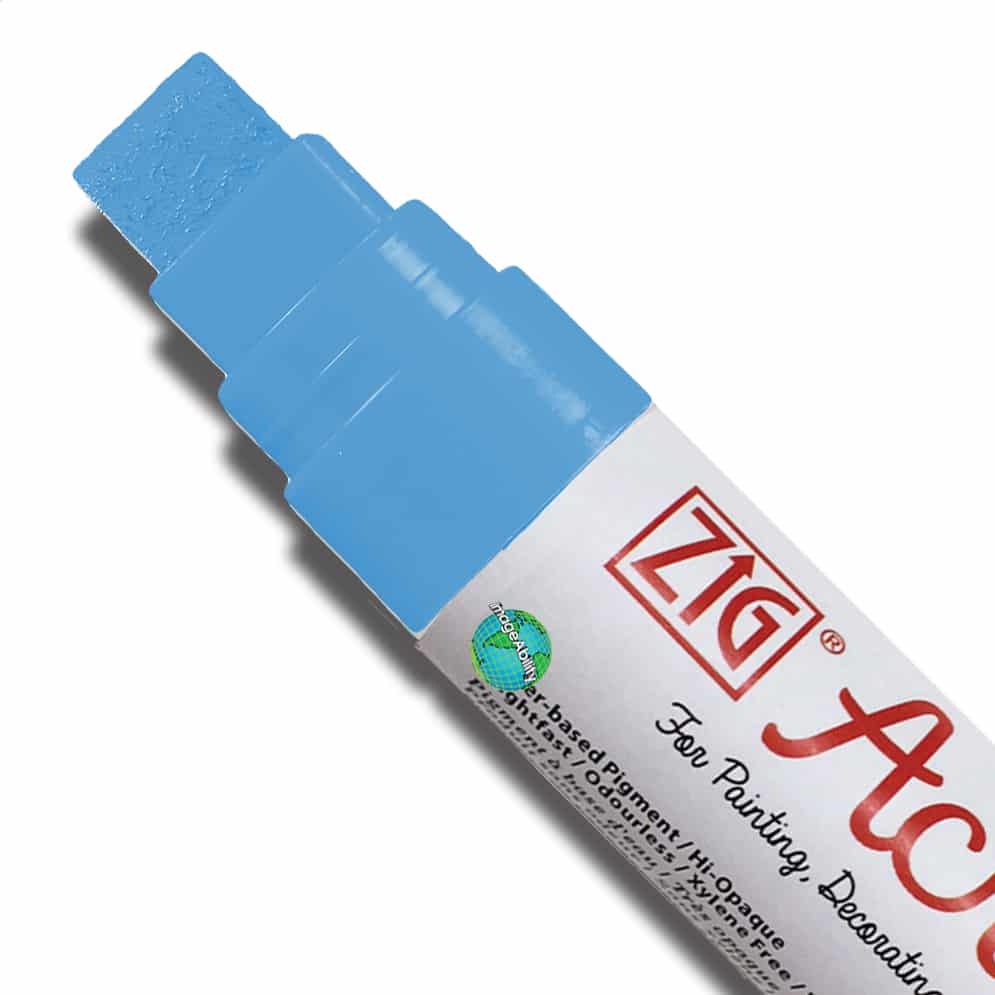 Country Blue Waterproof Big and Broad 15mm Tip Acrylista Markers SKU PAC-120/340