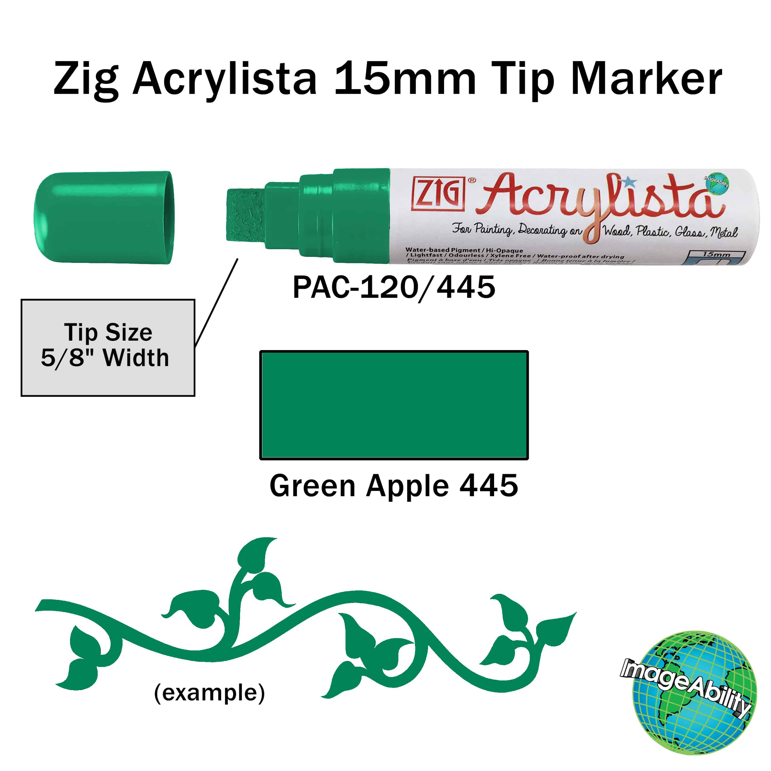 Details about Green Apple Waterproof Big and Broad 15mm Tip Acrylista Markers SKU PAC-120/445