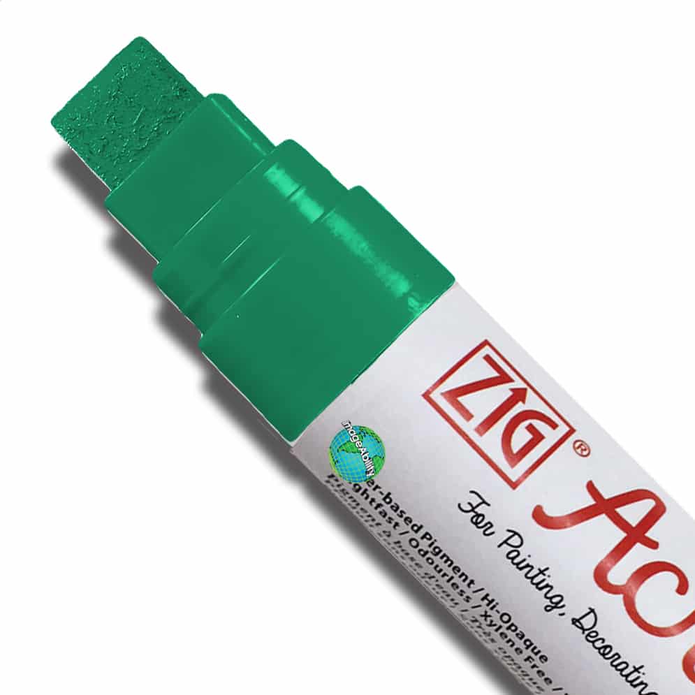 Green Apple Waterproof Big and Broad 15mm Tip Acrylista Markers SKU PAC-120/445