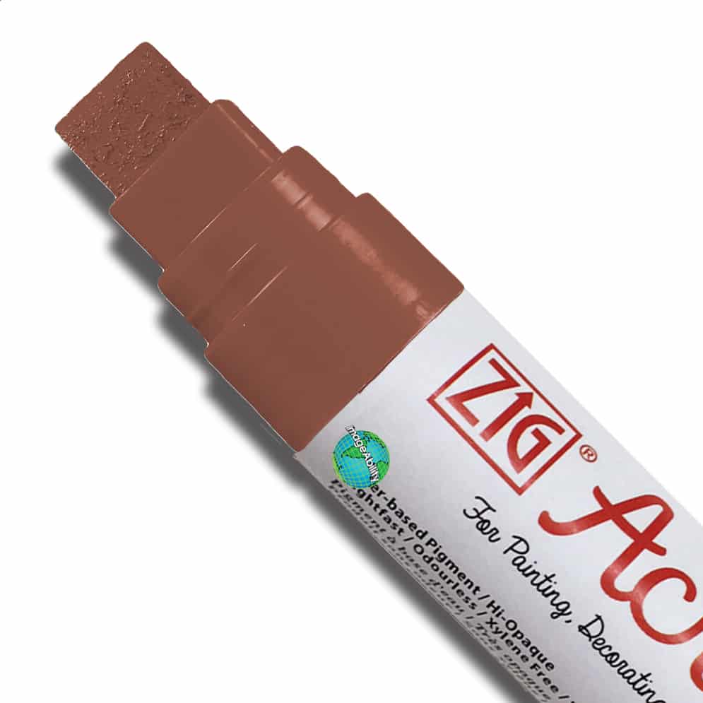 Burnt Sienna Waterproof Big and Broad 15mm Tip Acrylista Markers SKU PAC-120/621