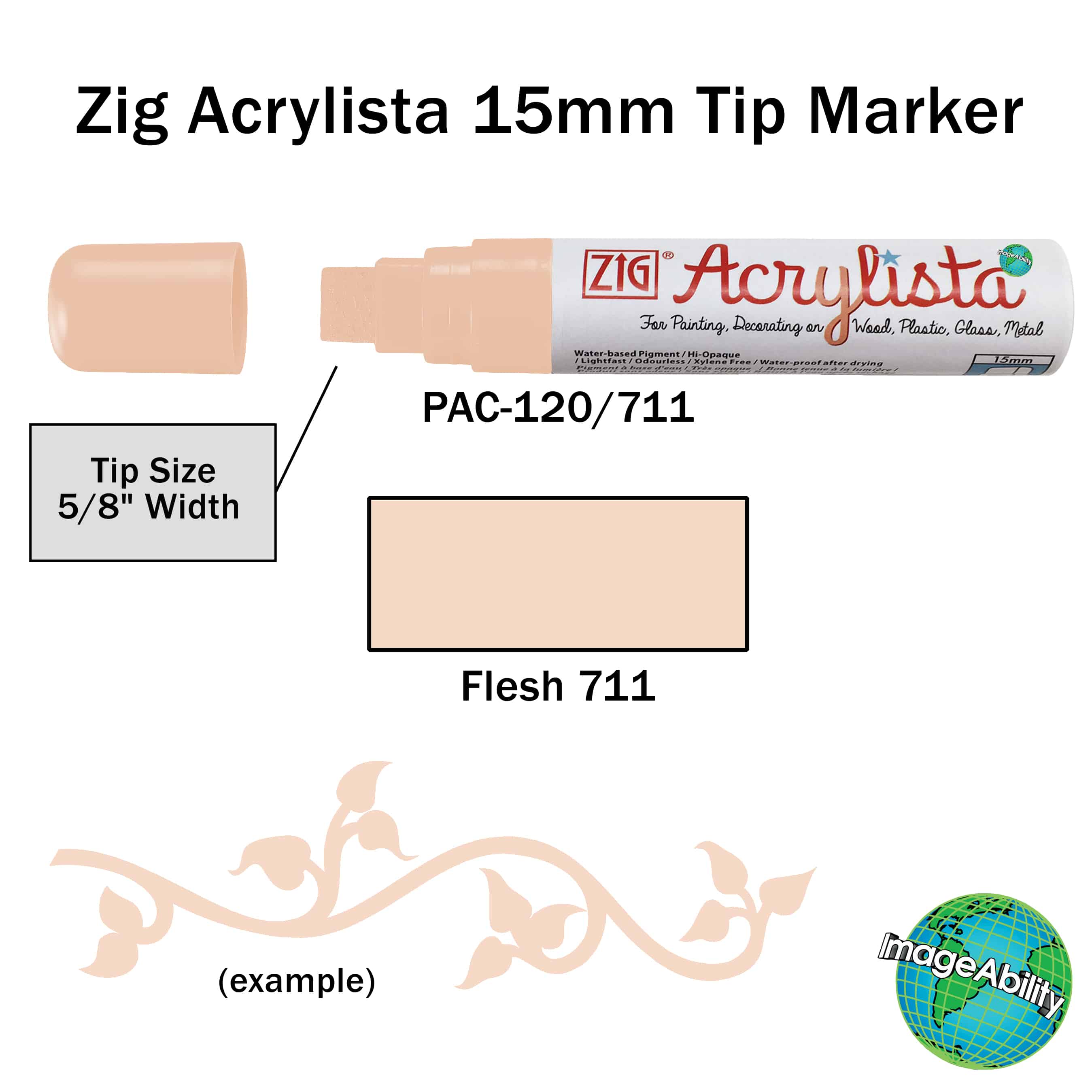 Details about Flesh Waterproof Big and Broad 15mm Tip Acrylista Markers SKU PAC-120/711