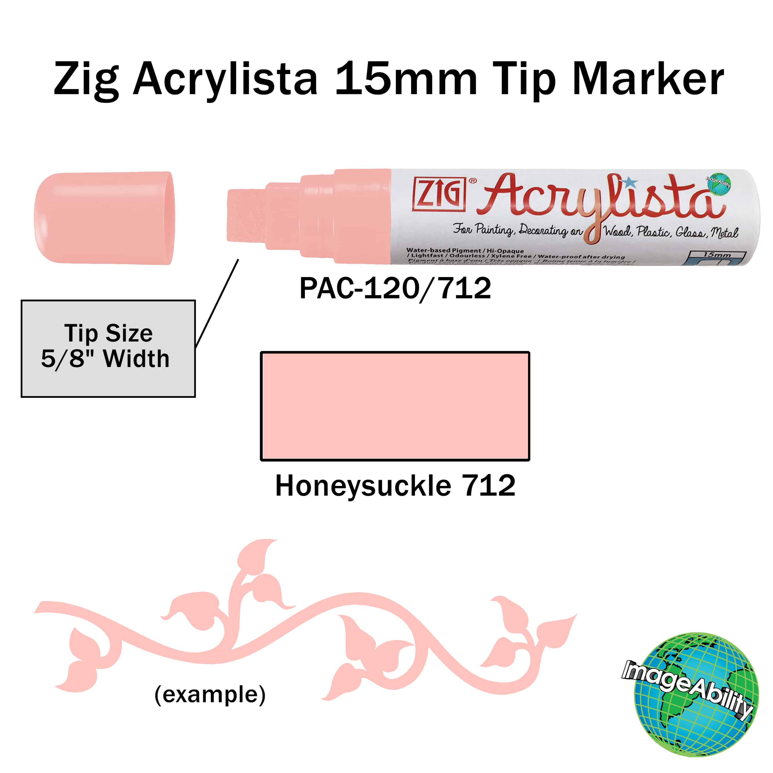 Details about Honeysuckle Waterproof Big and Broad 15mm Tip Acrylista Markers SKU PAC-120/712