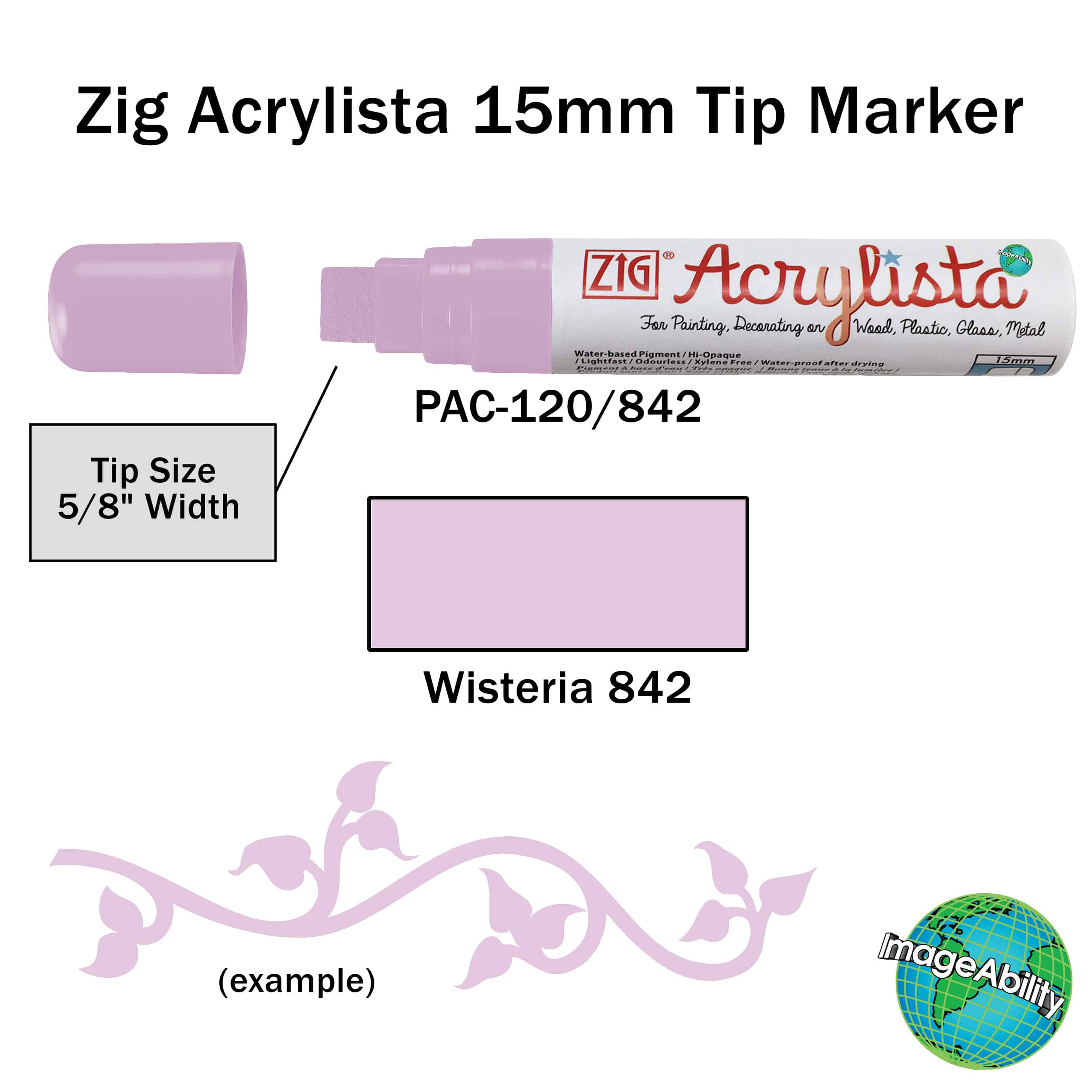 Details about Wisteria Waterproof Big and Broad 15mm Tip Acrylista Markers SKU PAC-120/842