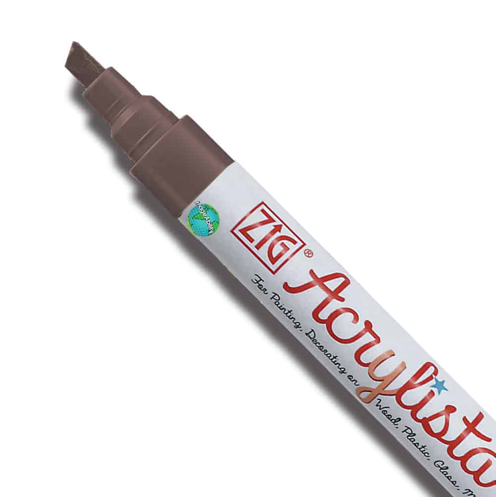 Burnt Umber Waterproof Broad Chisel 6mm Tip Acrylista Markers SKU PAC-50/624