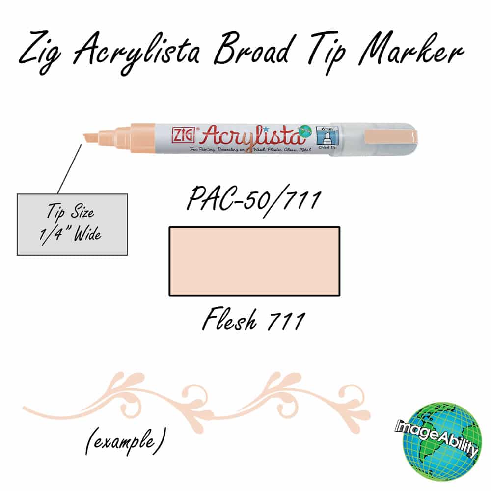 Details about Flesh Waterproof Broad Chisel 6mm Tip Acrylista Markers SKU PAC-50/711