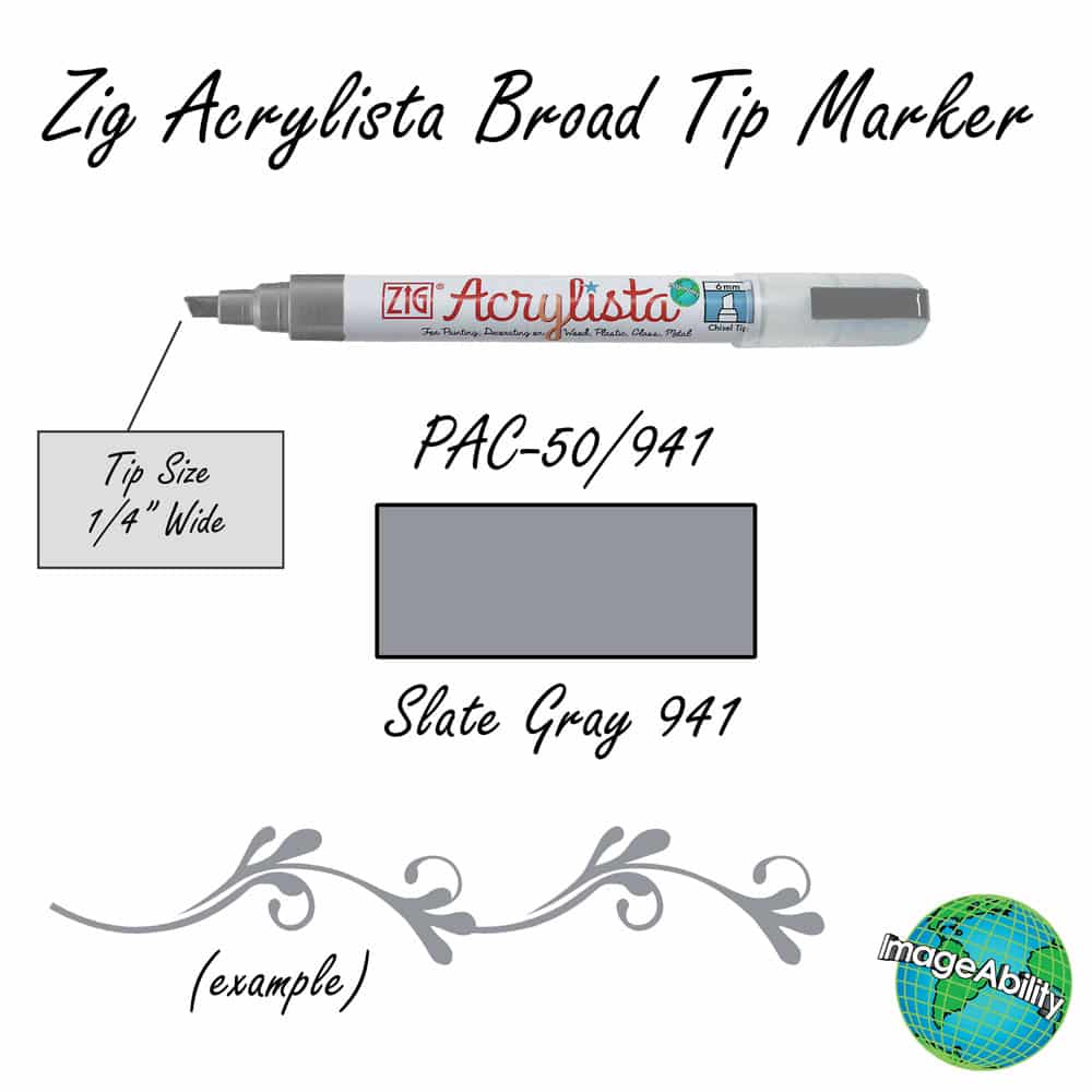 Details about Slate Gray Waterproof Broad Chisel 6mm Tip Acrylista Markers SKU PAC-50/941