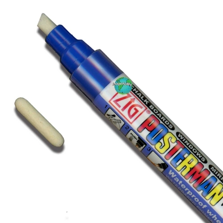 Color Collection Zig Posterman Waterproof 6mm Tip Blue Marker with 2mm Tip features Blue 6mm Marker with an extra 2mm bullet tip