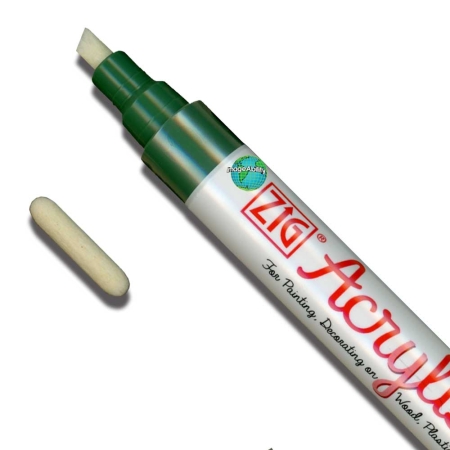 Color Collection Zig Posterman Waterproof 6mm Tip Forest Green Marker with 2mm Tip features Forest Green 6mm Marker with an extra 2mm bullet tip