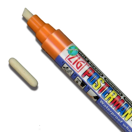 Color Collection Zig Posterman Waterproof 6mm Tip Orange Marker with 2mm Tip features Orange 6mm Marker with an extra 2mm bullet tip