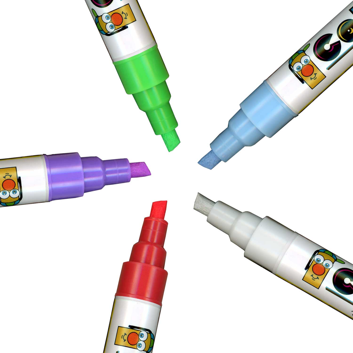 Cohas Wet-Wipe 5 Basic Color Liquid Chalk Markers with
