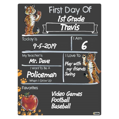 Tiger School Mascot First Day Milestone Boards