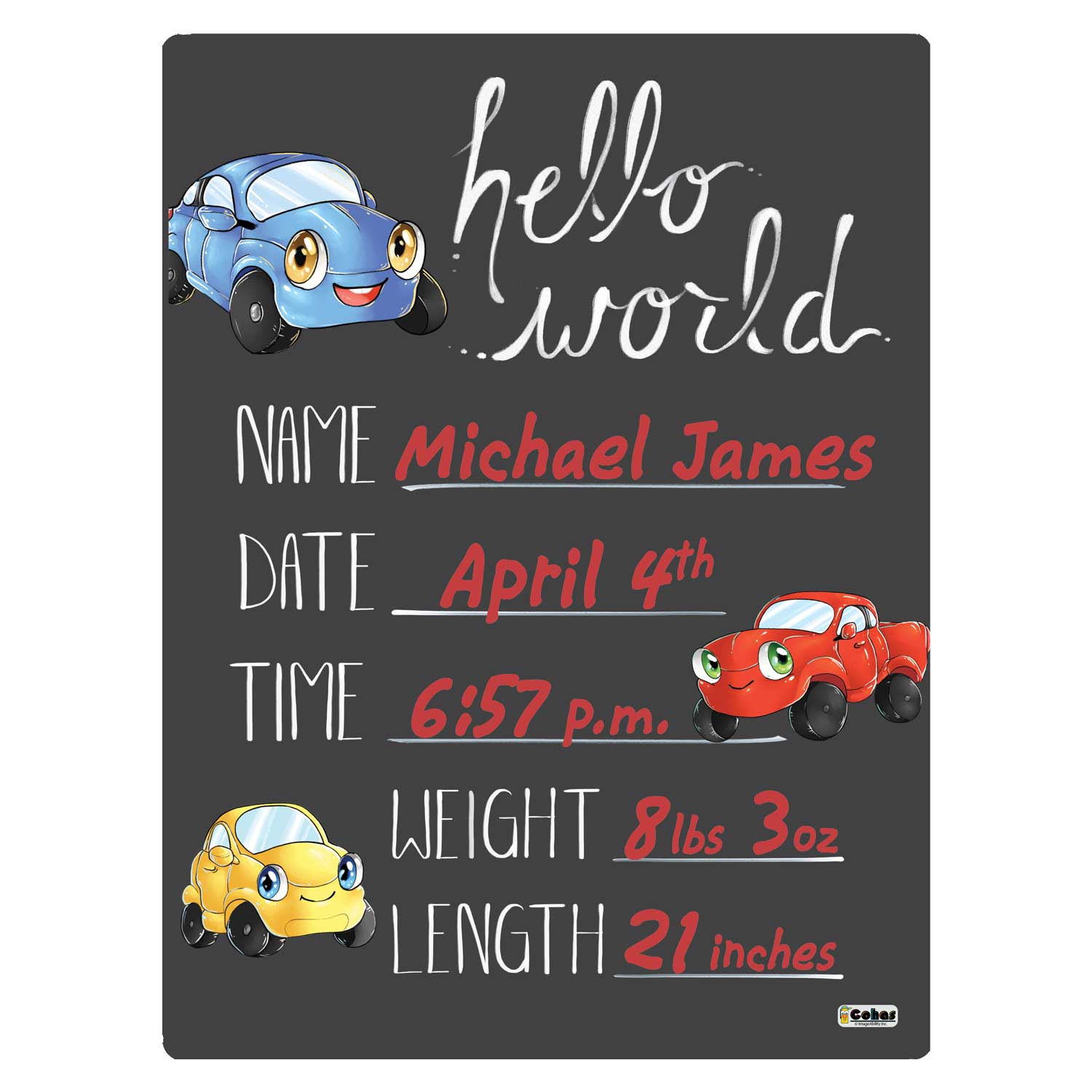 Goat Theme Newborn Baby Announcement Chalkboards, image size:1500x1500